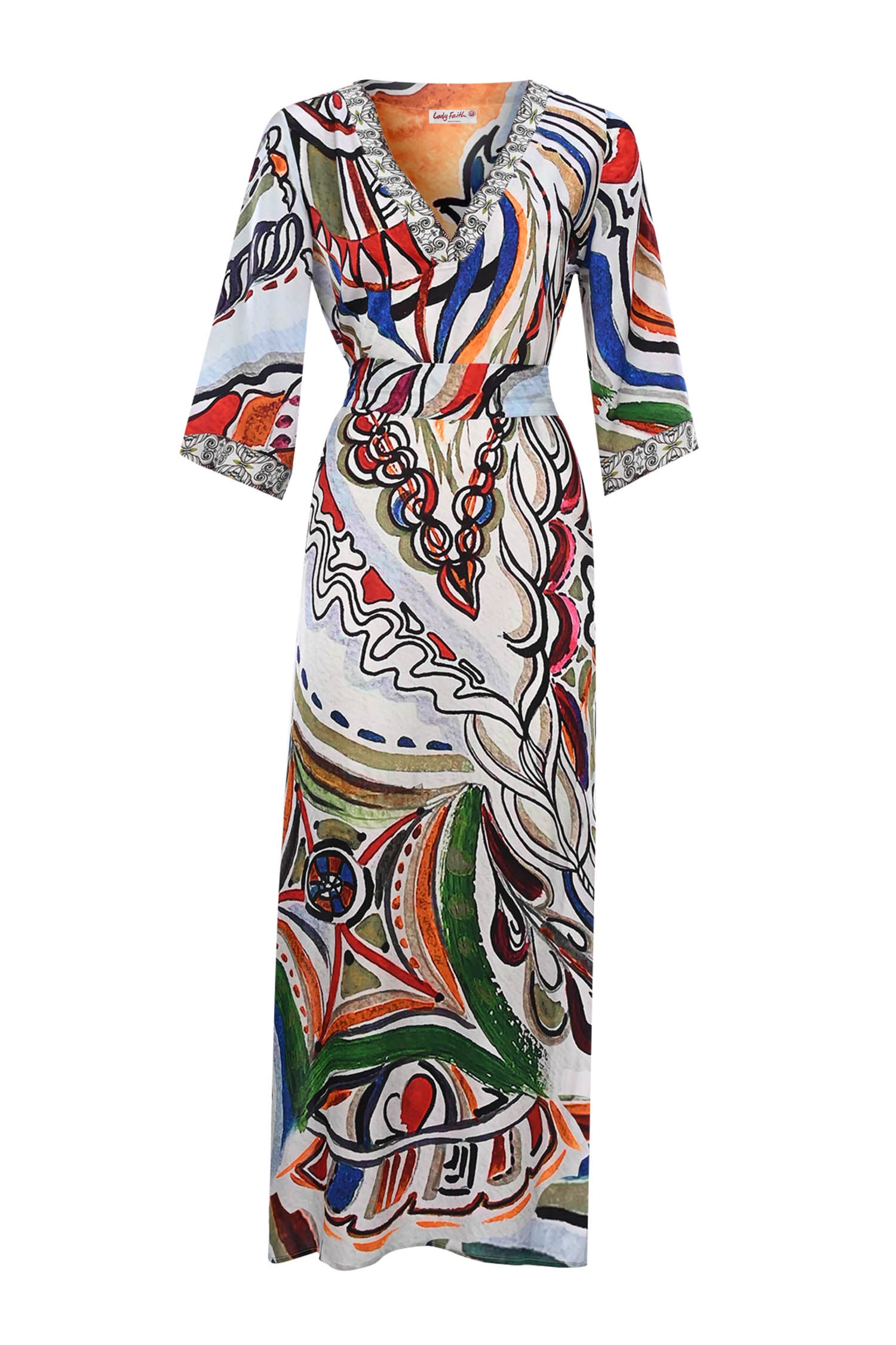 Goddess of Fire - Ateş Tanrıçası - V neck Long Shirt Dress - Uzun Gömlek Elbise
