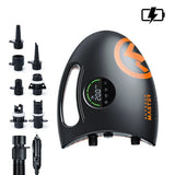 OutdoorMaster Shark II S Şarjlı SUP Pompası; 8800mAh batarya ve çoklu uç adaptörleriyle 4 board şişirme