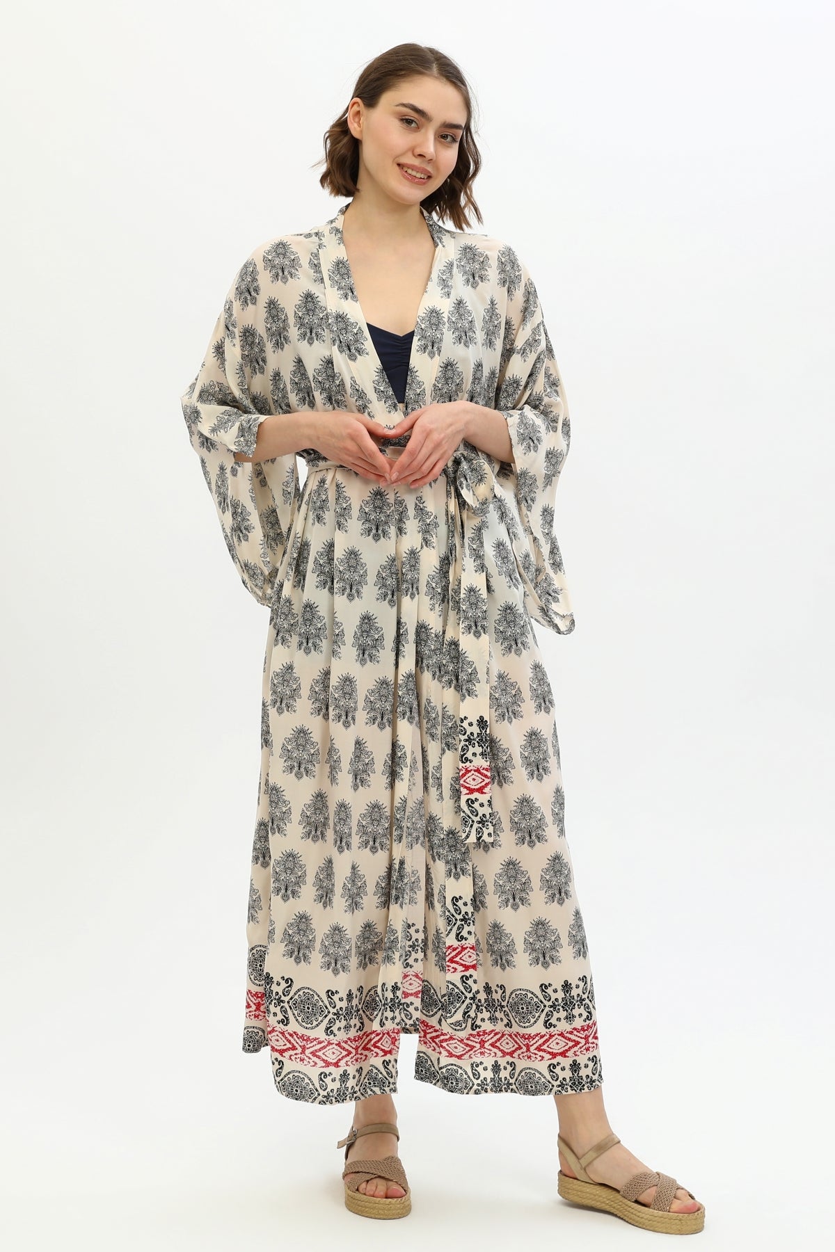 Zada - Kimono Long - Cream Paisley