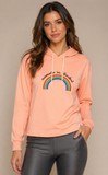 Namaste in Istanbul gökkuşağı nakışlı, somon renk unisex kapşonlu hoodie.