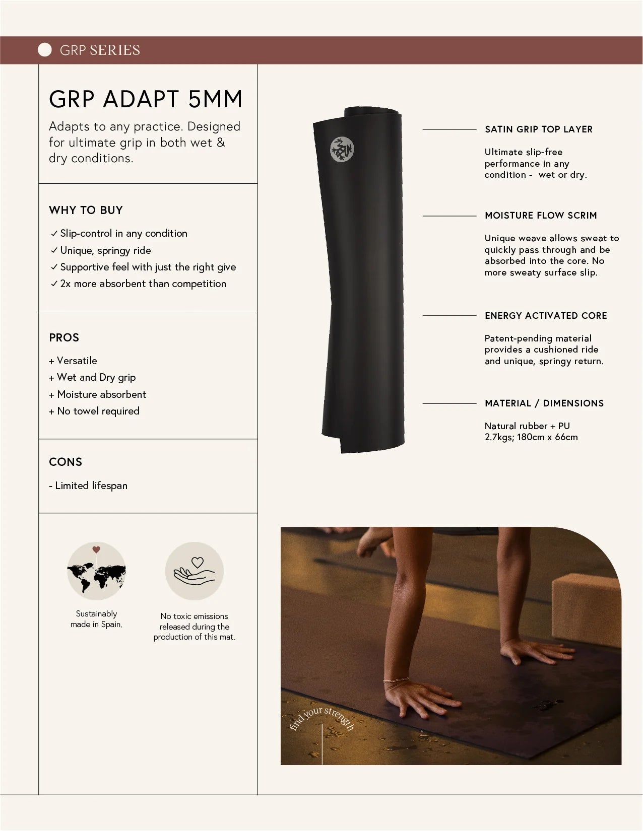 Adapt Yoga Mat 5mm - GRP®, manduka yoga mat 