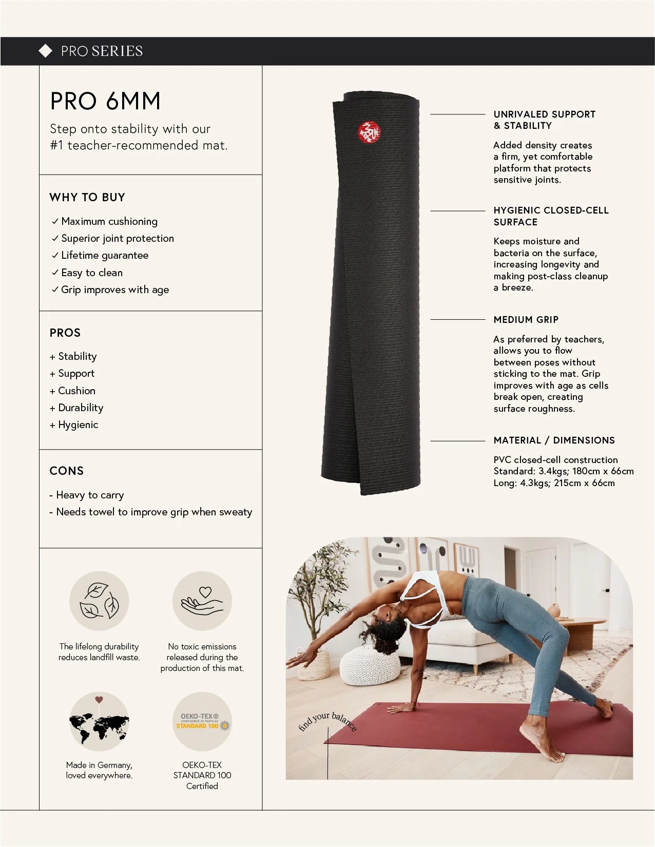 Manduka Pro Yoga Mat 6mm Earth