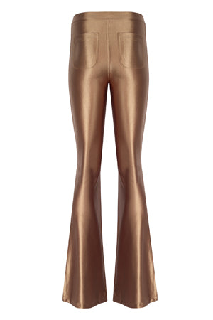 Sophie Gold Shiny Flared Pants
