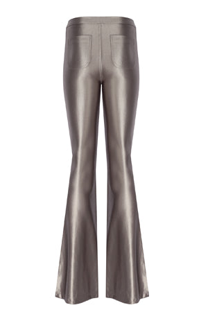 Sophie Silver Shiny Flared Pants