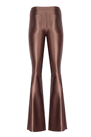 Sophie Taupe Shiny Flared Pants