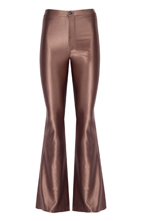Sophie Taupe Shiny Flared Pants