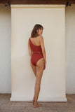 Odette Burgundy Swimsuit with Chain Belt