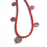 Renkli Beşibiryerde Kolye - Mercan (Şans)         Colorful 5in1 - Coral Gemstone (Luck)