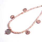 Renkli Beşibiryerde Kolye - Pembe Aytaşı (Denge)           Colorful 5in1 - Pink Moon Stone (Balance)