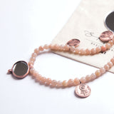 Renkli Beşibiryerde Kolye - Pembe Aytaşı (Denge)           Colorful 5in1 - Pink Moon Stone (Balance)