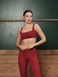Bimba Square Neck Sports Bra - Dark Burgundy