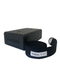 1 Black Foam Yoga Block and Black Yoga Belt