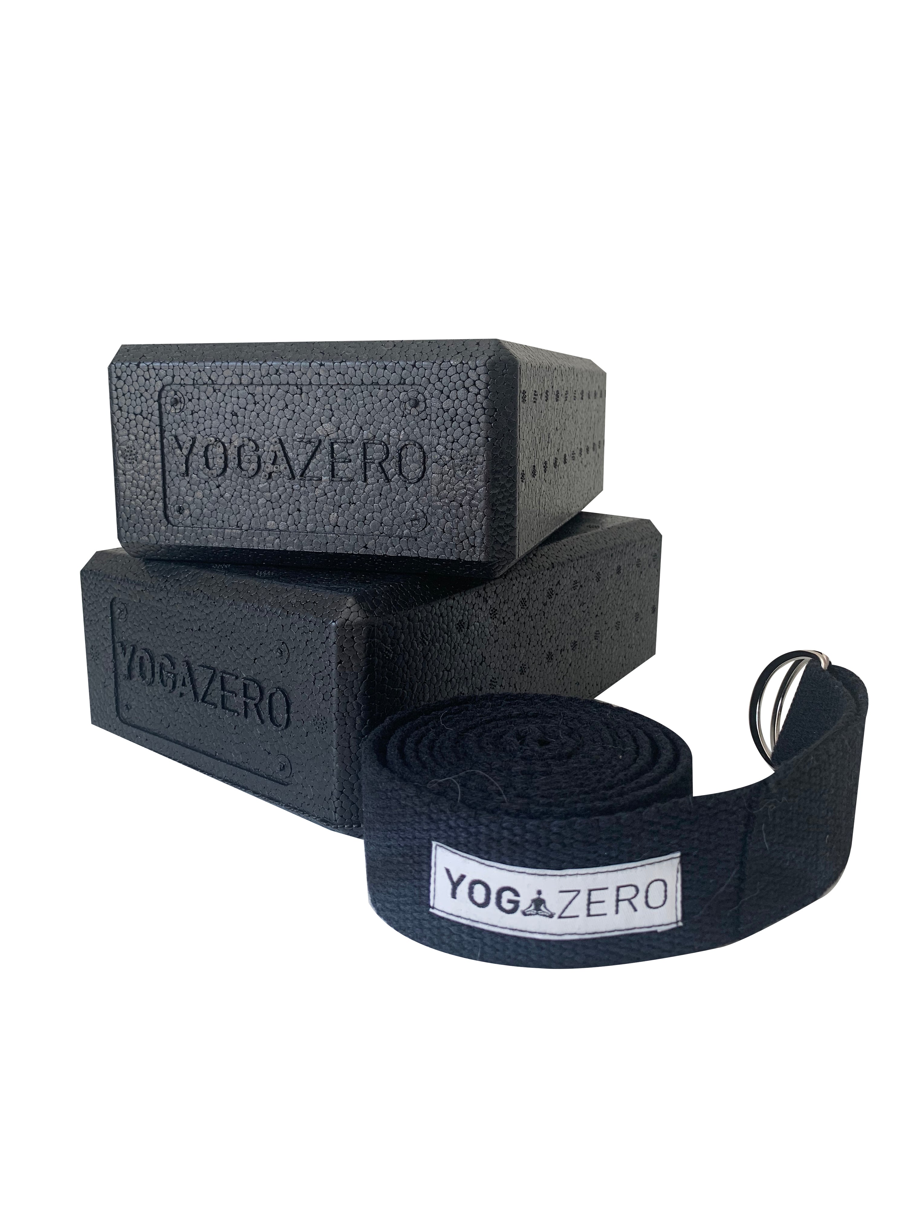 2 adet Siyah Köpük Yoga Blok ve Siyah renk Yoga Kemer