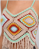 Crochet / Tığ işi- Renkli üst, Turkuaz askı