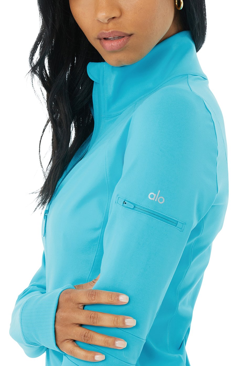 ALO Yoga, Jackets & Coats, Alo Yoga Contour Zip Up Jacket Bright Aqua  Size Small