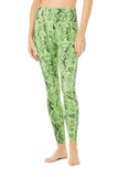 High Waist Snakeskin Vapor Leggings- Neon Lime