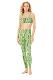 High Waist Snakeskin Vapor Leggings- Neon Lime