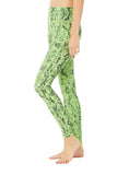 High Waist Snakeskin Vapor Leggings- Neon Lime