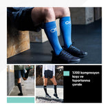 OS1st. FS4+ Compression Çorap, %100 kompresyon koşu ve toparlanma çorabı- Mavi