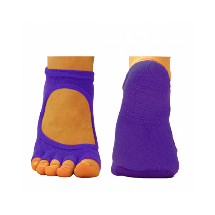 Pilates ve Yoga Çorabı Deri Pedli Lila