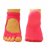 Pilates ve Yoga Çorabı Deri Pedli Fuşya