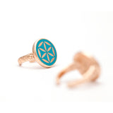 Mineli Yüzük - Yaşam Çiçeği (Evrenin Sırrı)   Enamel Ring - The Flower of Life (The Secret of the Universe)