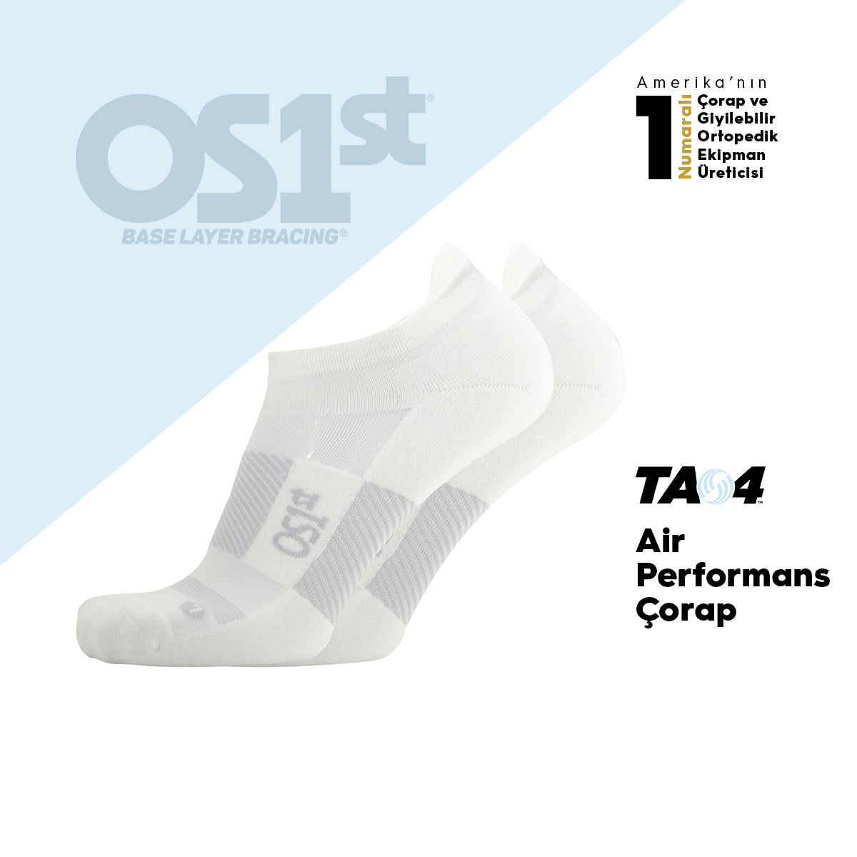 OS1st Unisex Günlük kullanım Spor Çorap / Beyaz