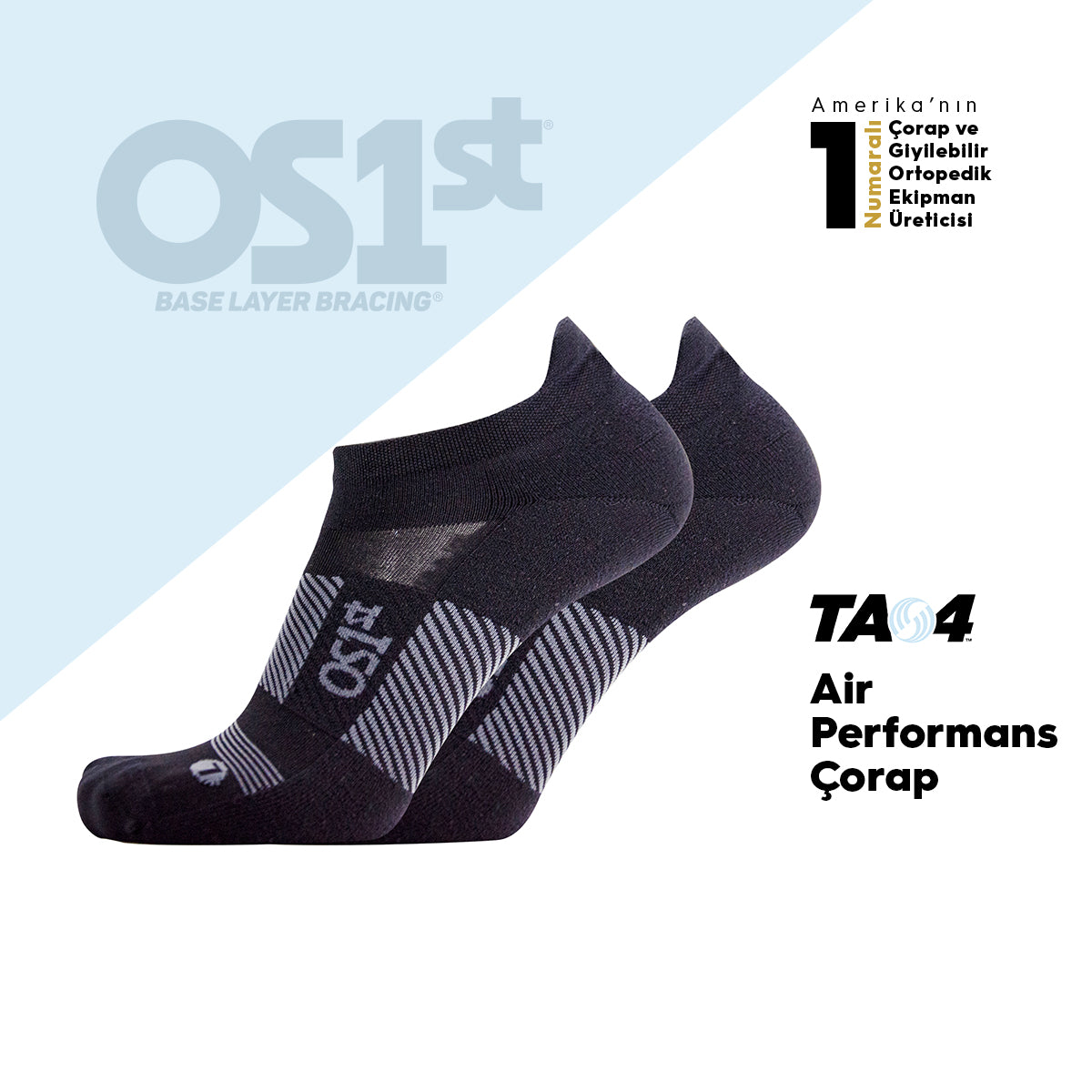 OS1st Unisex Günlük kullanım Spor Çorap / Siyah