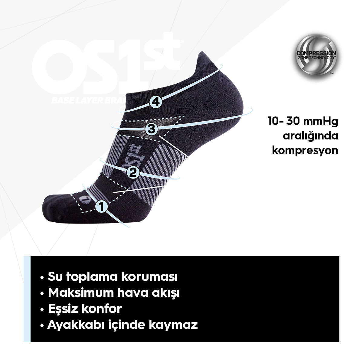 OS1st Unisex Günlük kullanım Spor Çorap / Beyaz